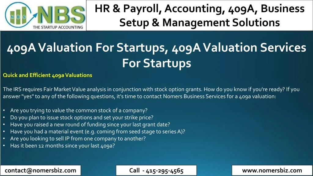 hr payroll accounting 409a business setup