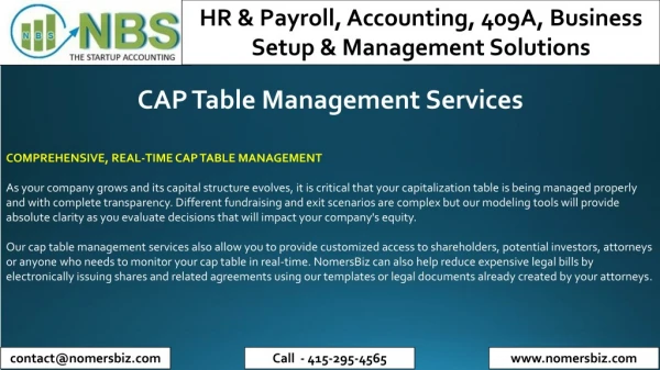 CAP Table Management Services - NomersBiz