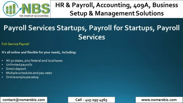 Payroll Services Startups, Payroll for Startups, Payroll Services