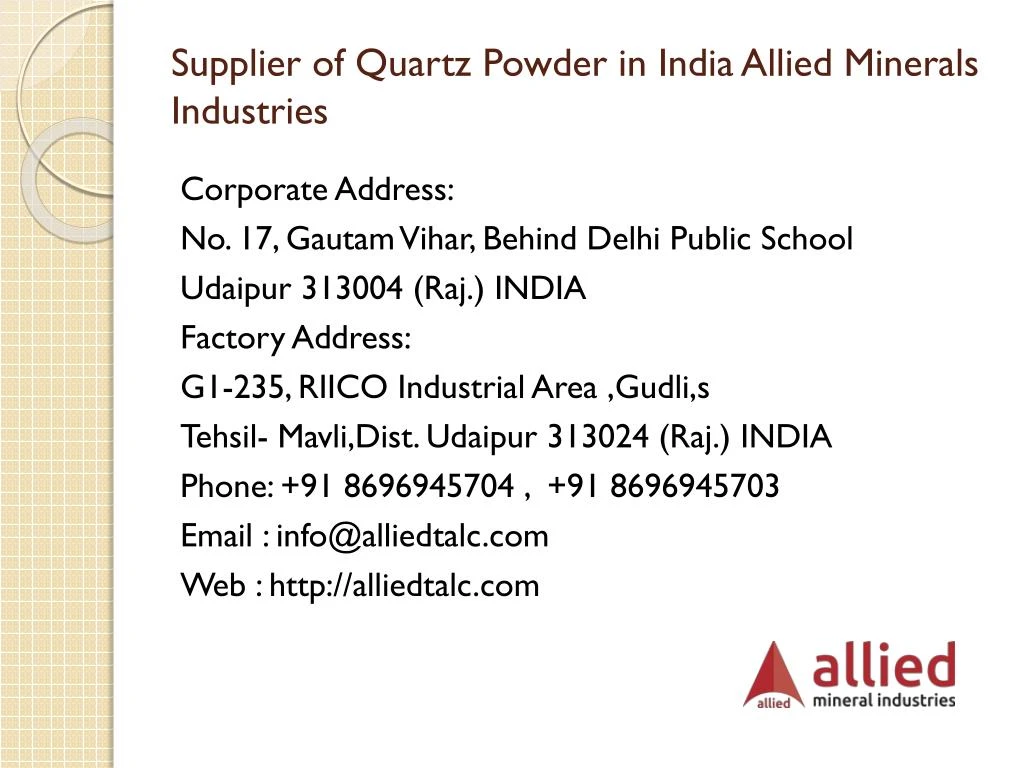 supplier of quartz powder in india allied minerals industries