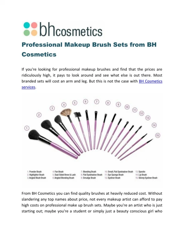 Professional Makeup Brush Sets from BH Cosmetics