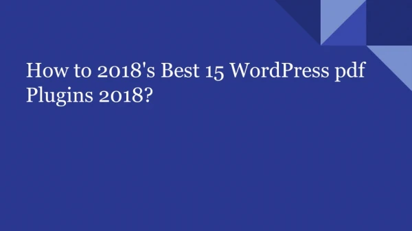 2018's Top 15 WordPress PDF Plugins?