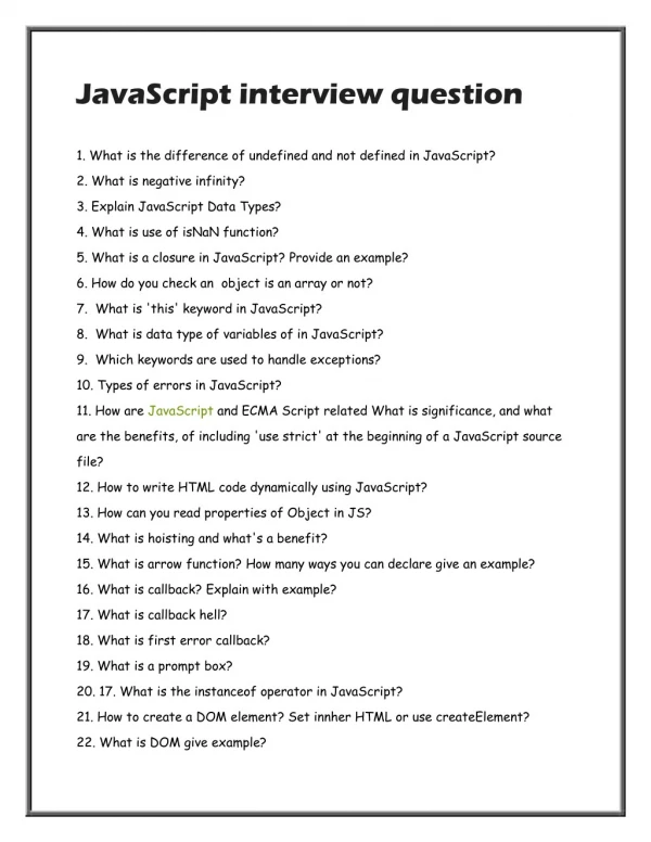 Javascript interview question | Web developer online training