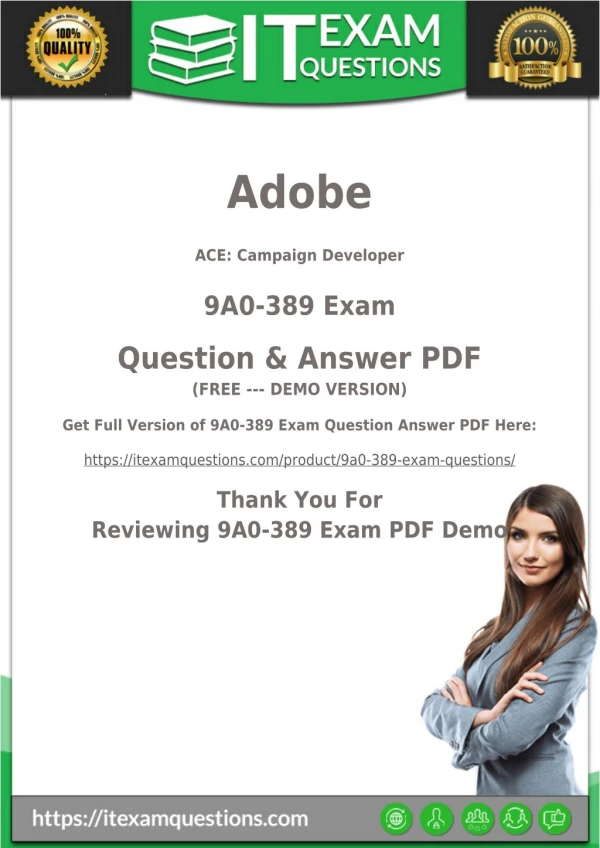 Adobe 9A0-389 Dumps - Adobe 9A0-389 PDF Questions and Answers | 2018 Updated