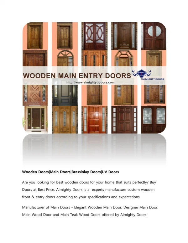 Wooden Doors|Main Doors|Brassinlay Doors|UV Doors
