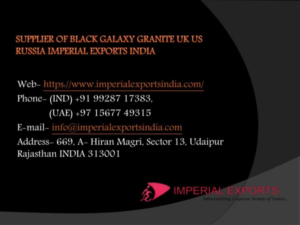Supplier of Black Galaxy Granite UK US Russia Imperial Exports India