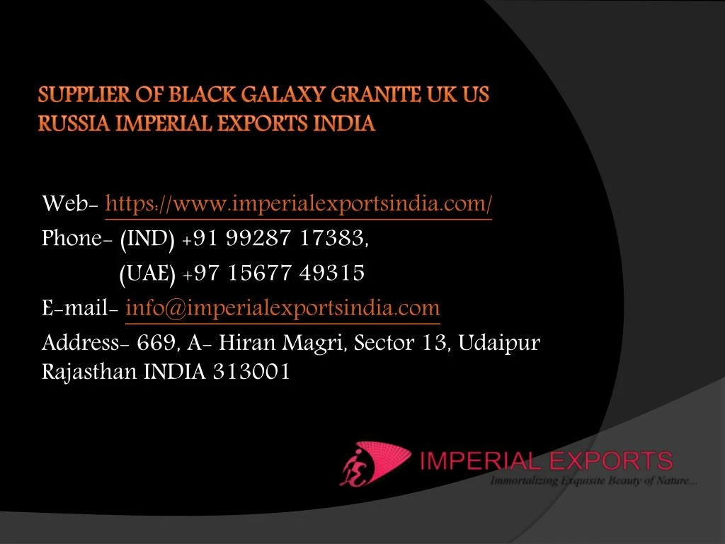 supplier of black galaxy granite uk us russia imperial exports india