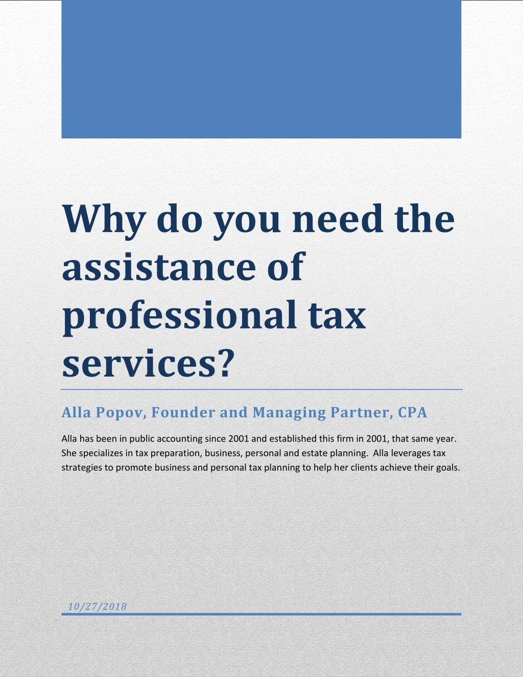 why do you need the assistance of professional
