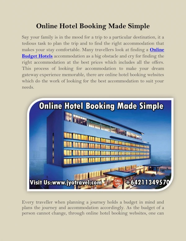 Online Hotel Booking Made Simple