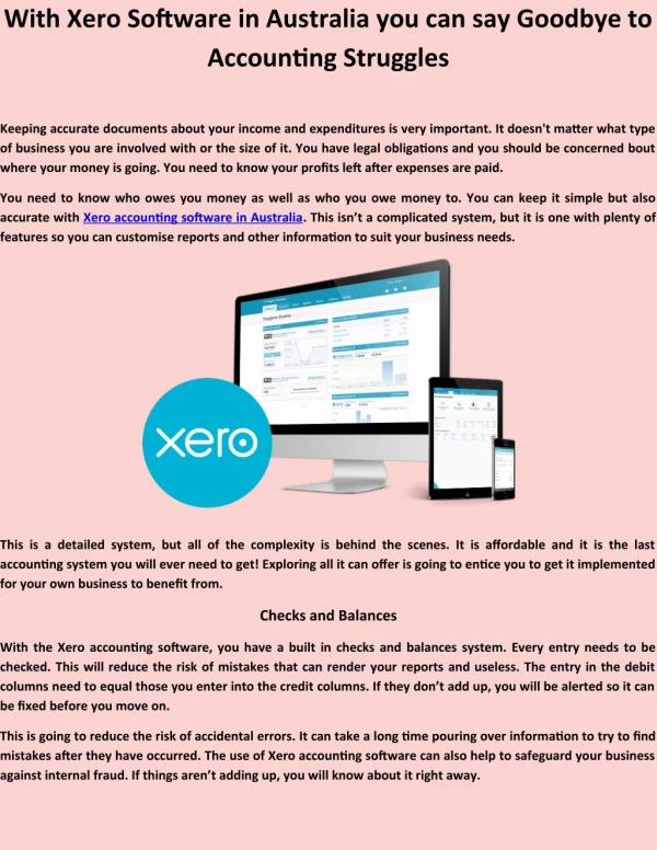 With Xero Software in Australia you can say Goodbye to Accounting Struggles