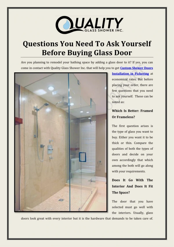 Questions You Need To Ask Yourself Before Buying Glass Door