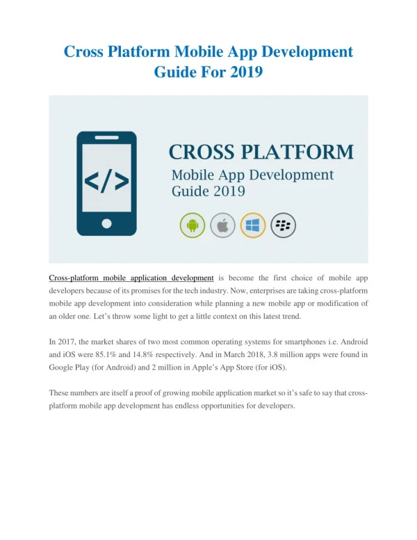 Cross Platform Mobile App Development Guide For 2019