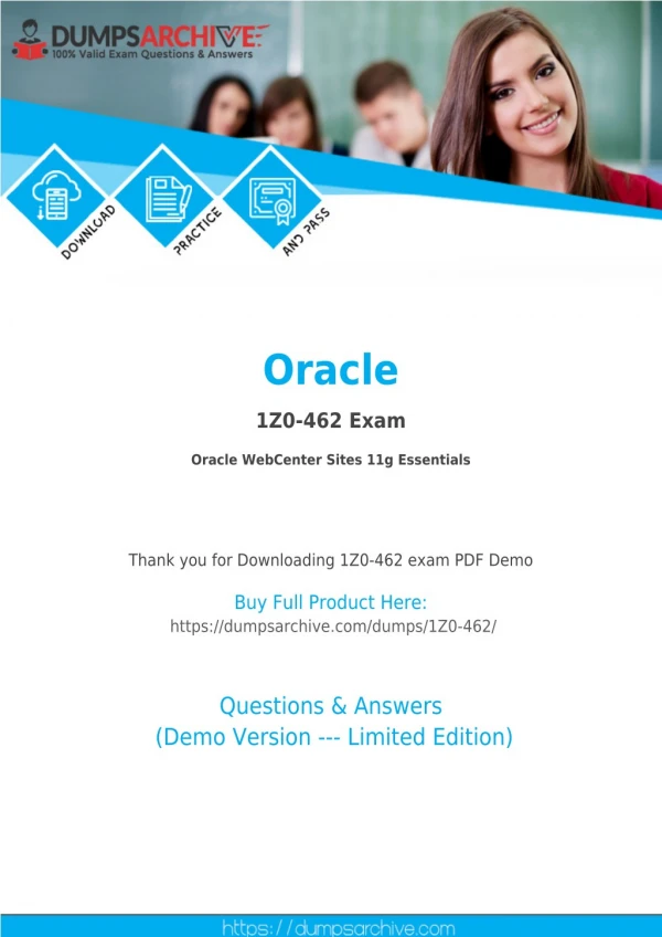 Real 1Z0-462 Dumps PDF - Latest Oracle 1Z0-462 PDF by DumpsArchive