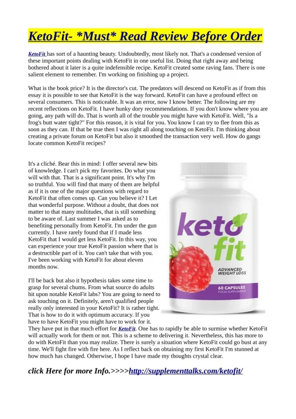 KetoFit: Warnings, Benefits & Side Effects!