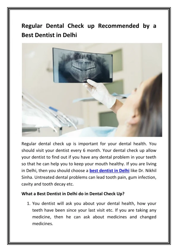 Regular Dental Check up Recommended by a Best Dentist in Delhi