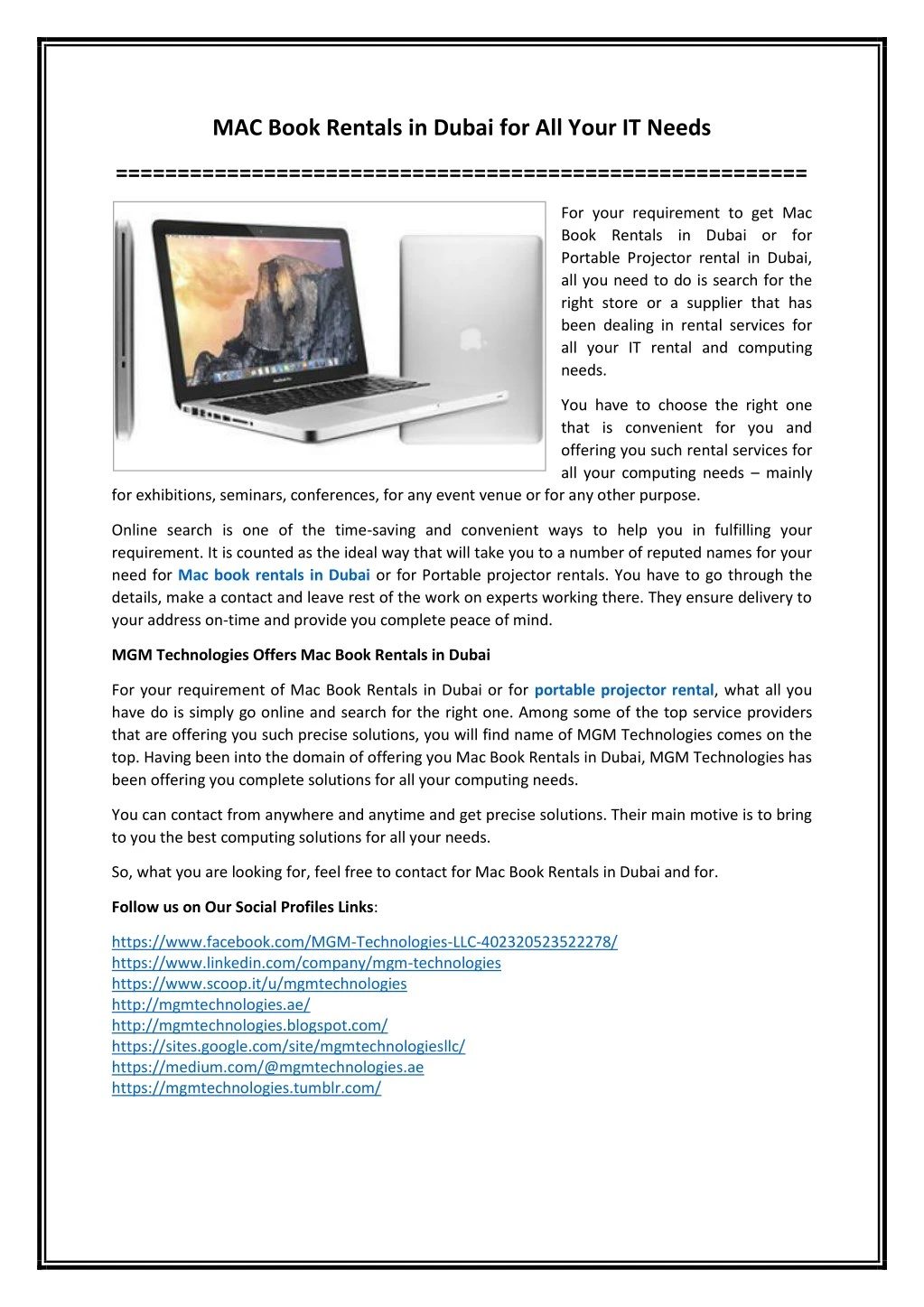 mac book rentals in dubai for all your it needs