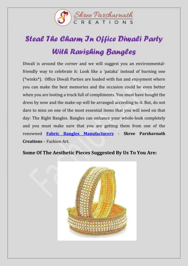 Steal The Charm In Office Diwali Party With Ravishing Bangles