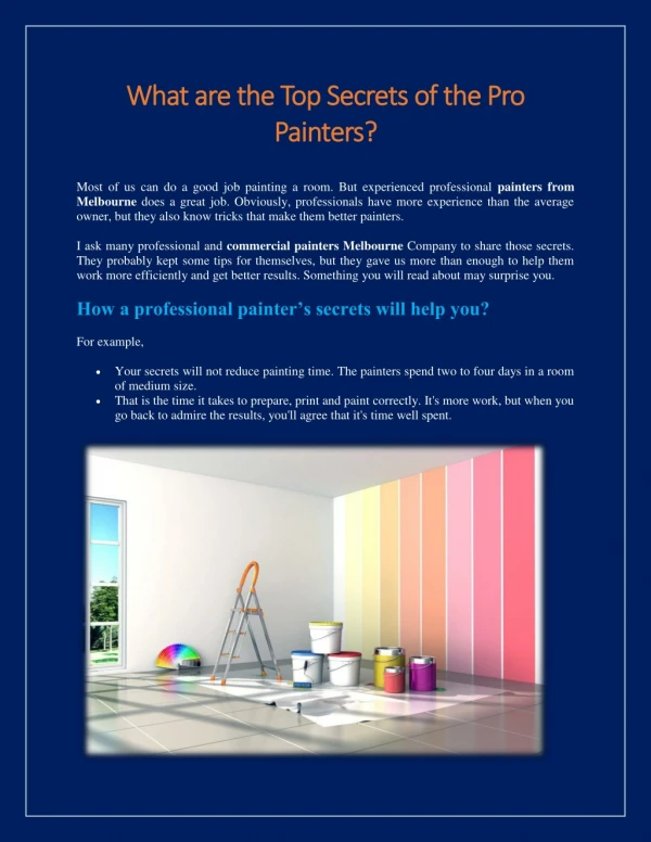 What are the Top Secrets of the Pro Painters?