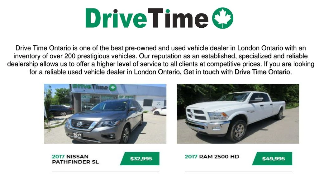 drive time ontario is one of the best pre owned