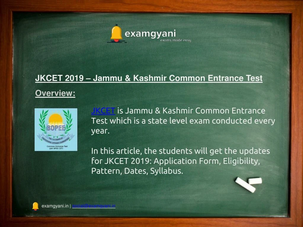 jkcet 2019 jammu kashmir common entrance test