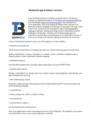 boontech app freelance services - slide 1