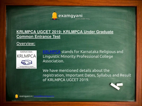 KRLMPCA UGCET 2019: Registration, Exam Dates, Syllabus, Result