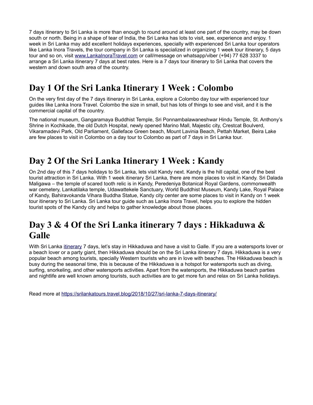 7 days itinerary to sri lanka is more than enough