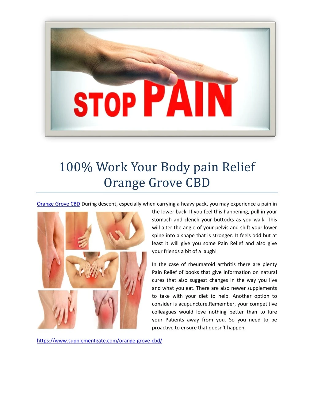 100 work your body pain relief orange grove cbd