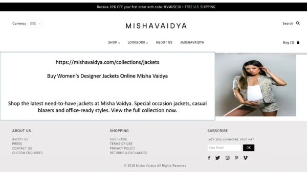 Buy Women's Jackets Online at Misha Vaidya