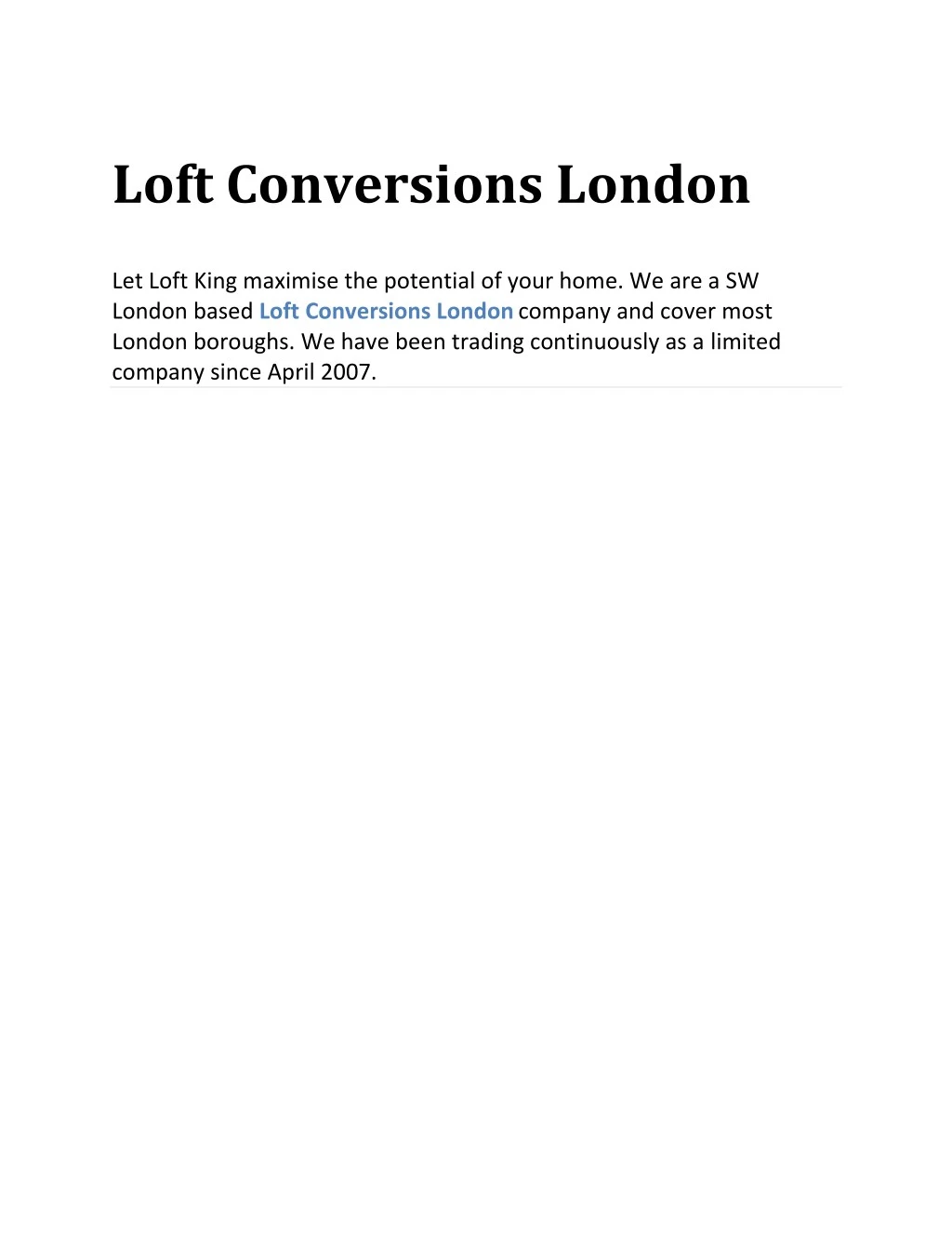 loft conversions london