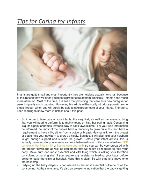 Tips for Caring for Infants