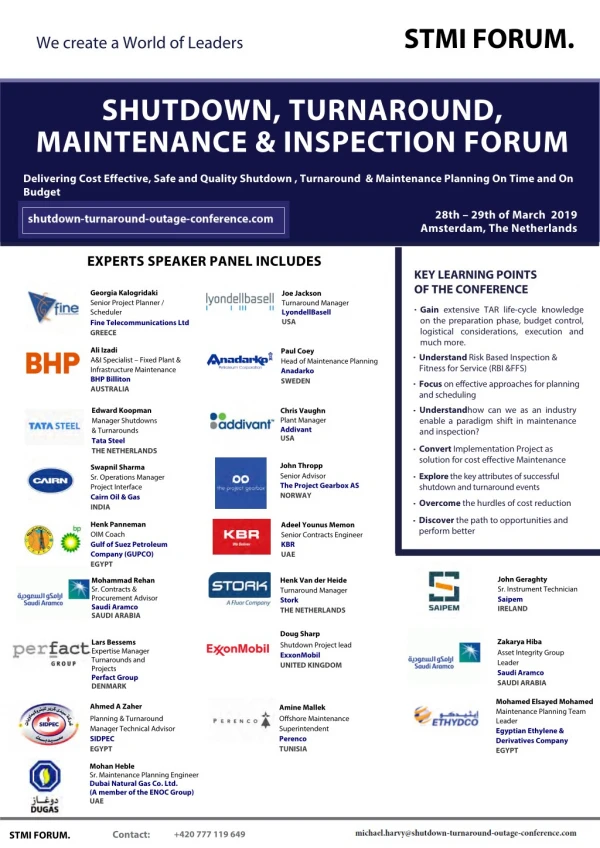 The Global Shutdown TurnAround Maintenance & Inspection Forum