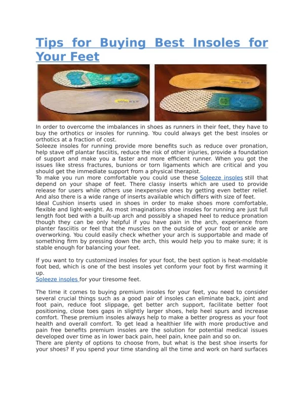 Tips for Buying Best Insoles for Your Feet