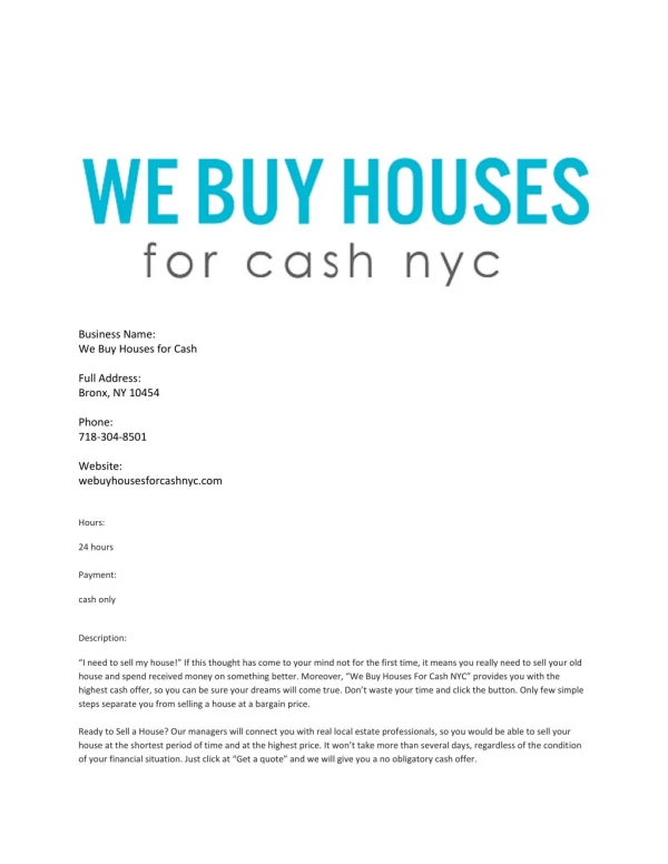 We Buy Houses for Cash