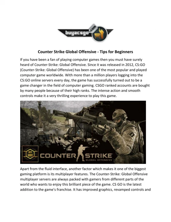 Counter Strike Global Offensive - Tips for Beginners