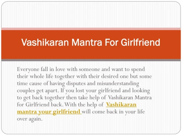 Vashikaran Mantra for Girlfriend