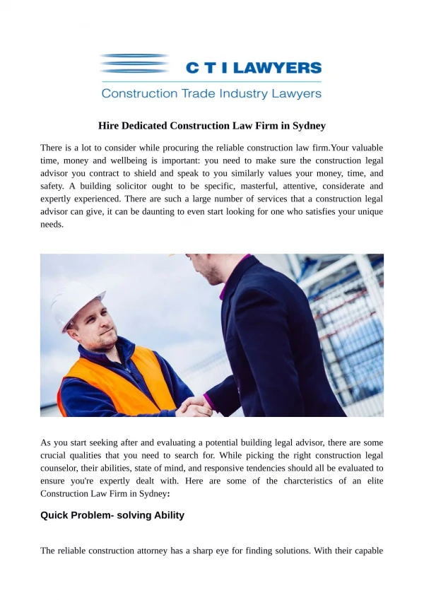 Hire Dedicated Construction Law Firm in Sydney