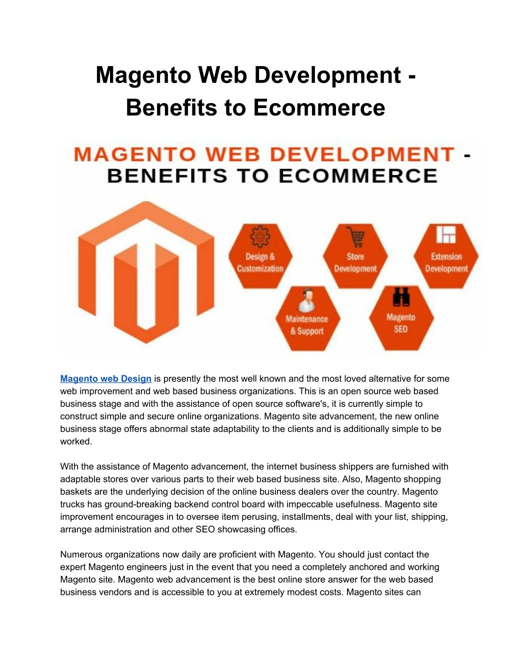 magento web development benefits to ecommerce