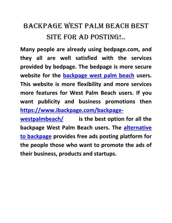 Backpage West Palm Beach