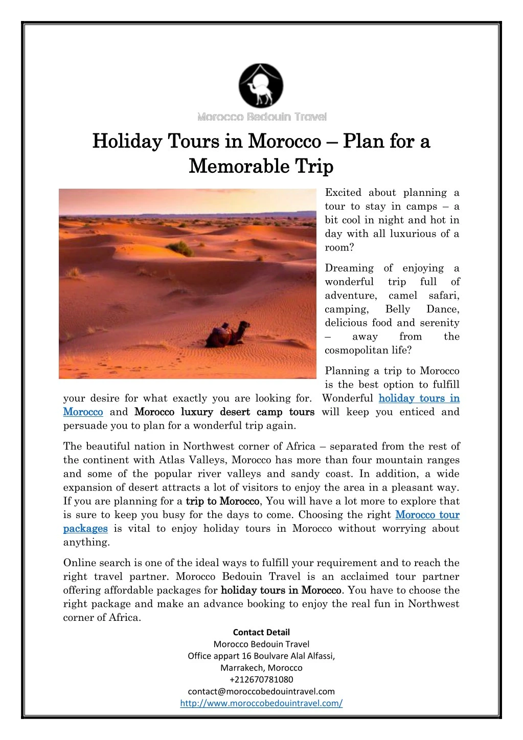 holiday tours in morocco holiday tours in morocco