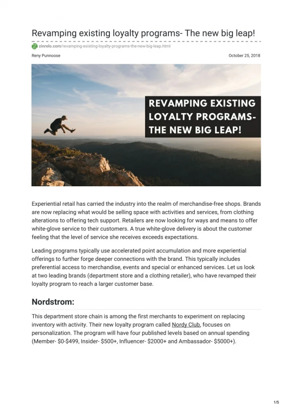 Revamping existing loyalty programs- The new big leap!