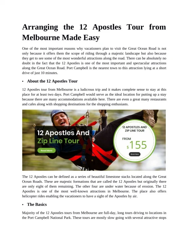 Arranging the 12 Apostles Tour from Melbourne Made Easy