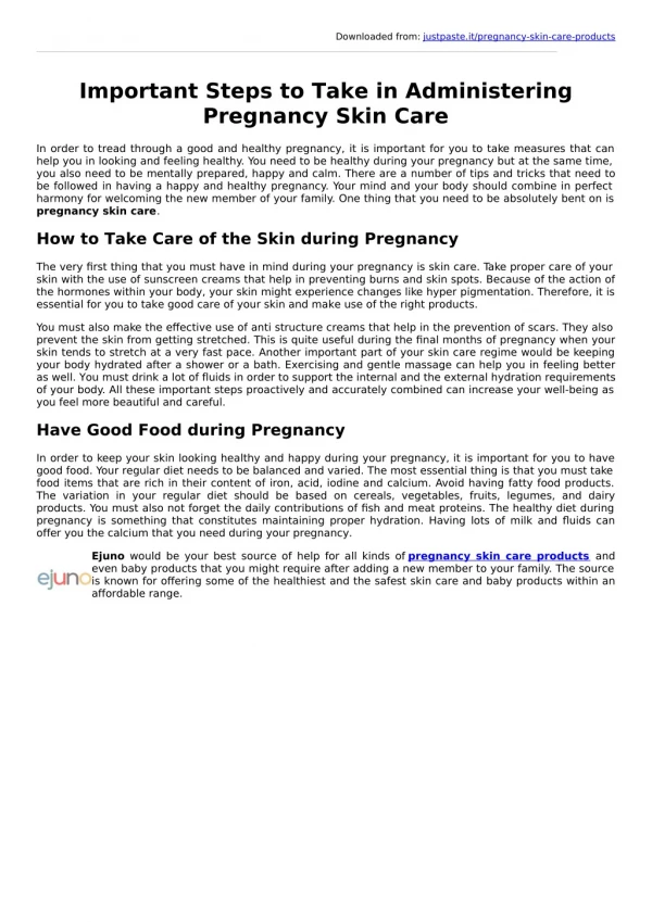 Important Steps to Take in Administering Pregnancy Skin Care