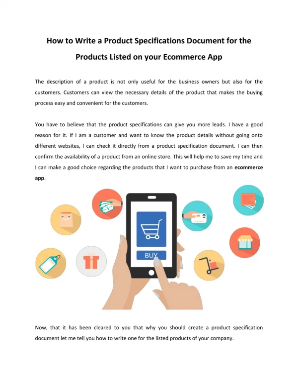 How to Write a Product Specifications Document for the Products Listed on your Ecommerce App