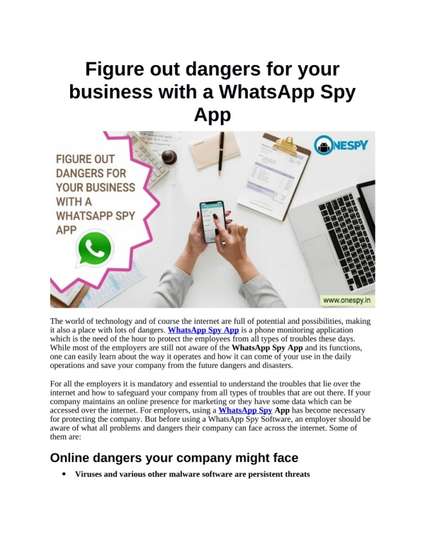 Figure out dangers for your business with a WhatsApp Spy App