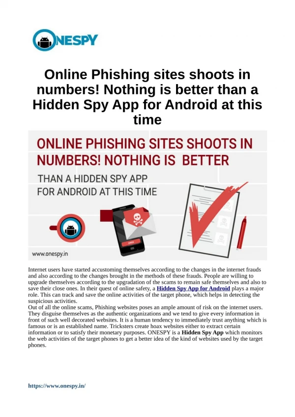 Online Phishing sites shoots in numbers! Nothing is better than a Hidden Spy App for Android at this time