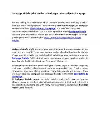 backpage Mobile | site similar to backpage |alternative to backpage - slide 1