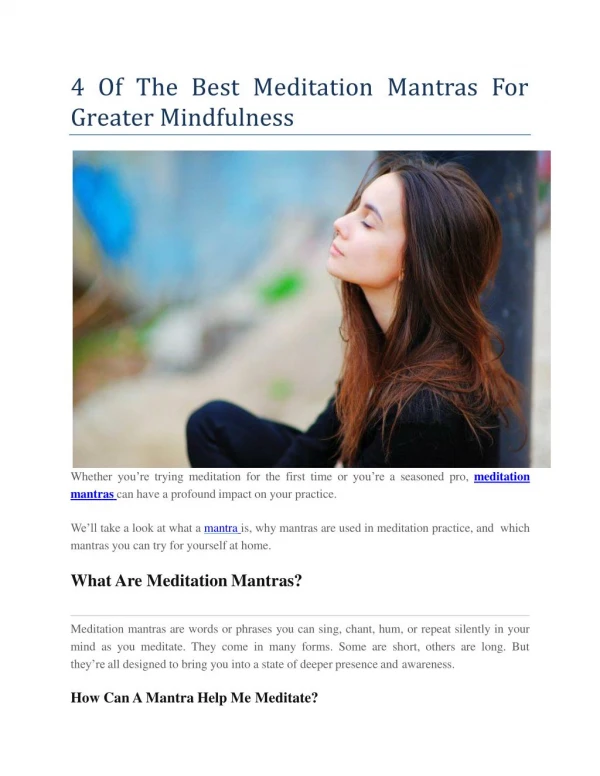 4 Of The Best Meditation Mantras For Greater Mindfulness