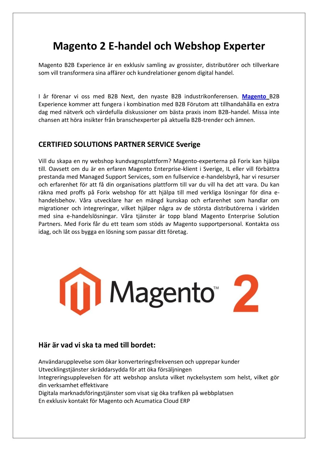 magento 2 e handel och webshop experter