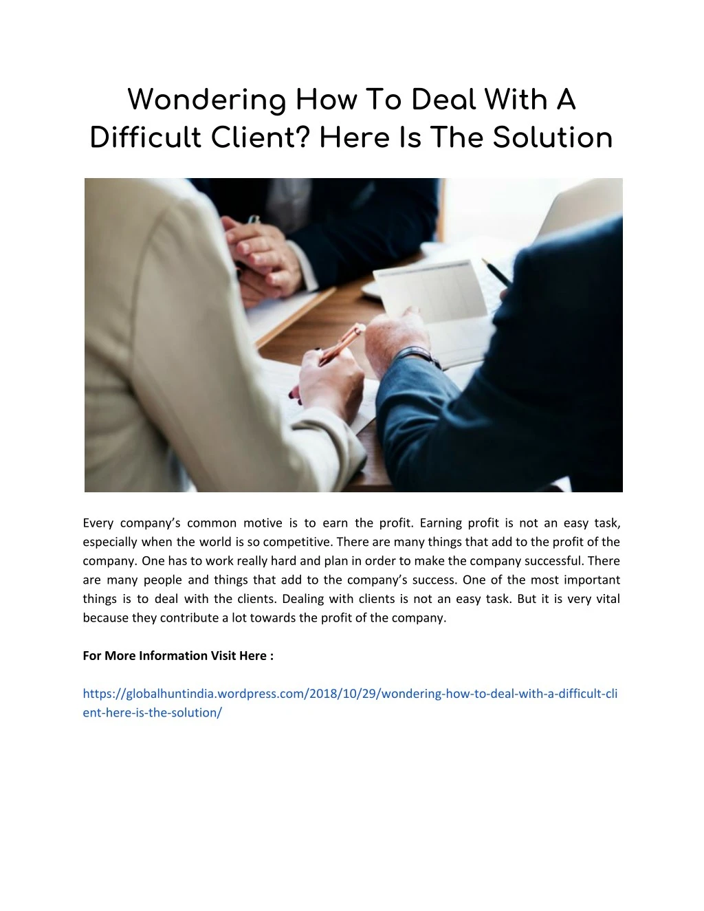 wondering how to deal with a difficult client